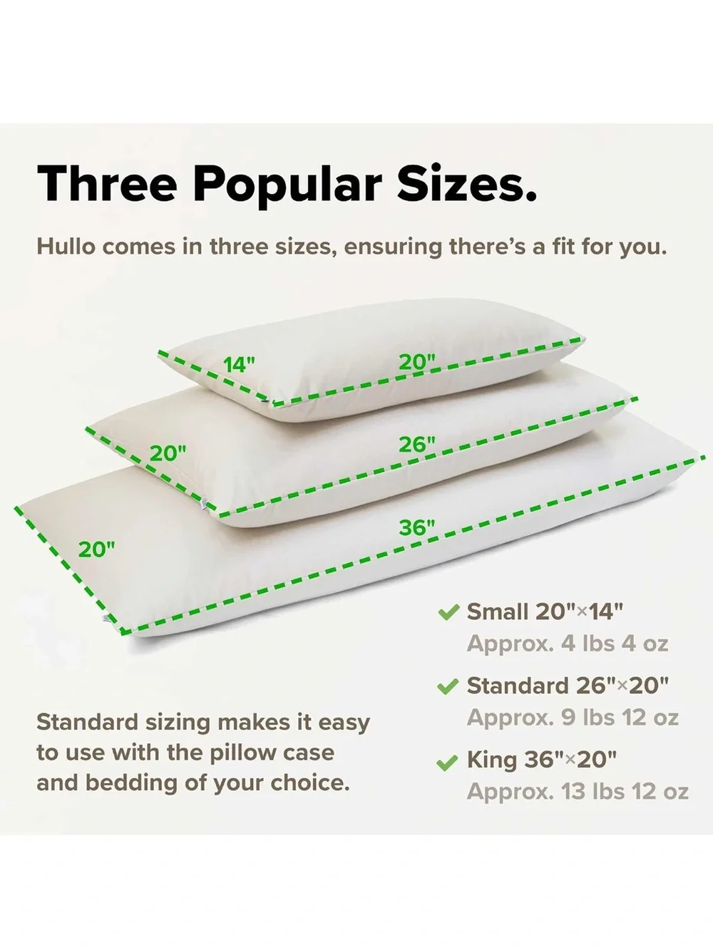 Hullo Buckwheat filled pillow 20”x26” standard size pillow